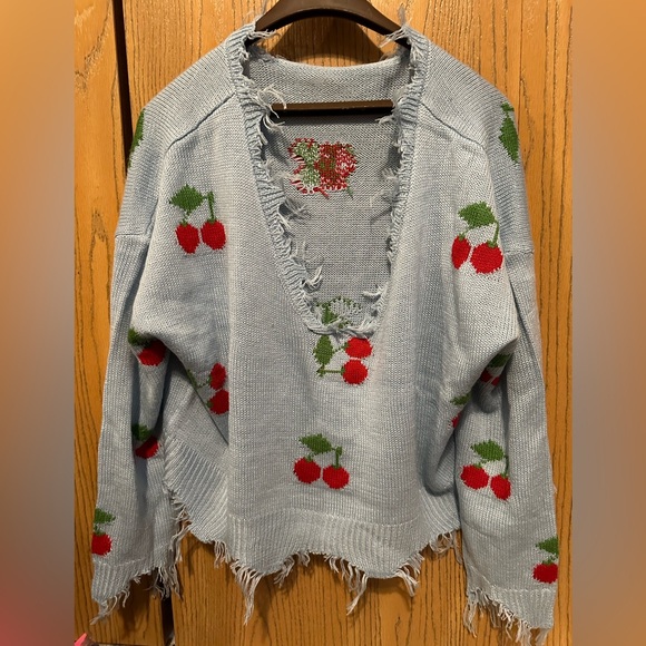 Amazon Women's Ripped Shrug Sweater Long Sleeve Knitted V-Neck Pullover - Picture 5 of 7